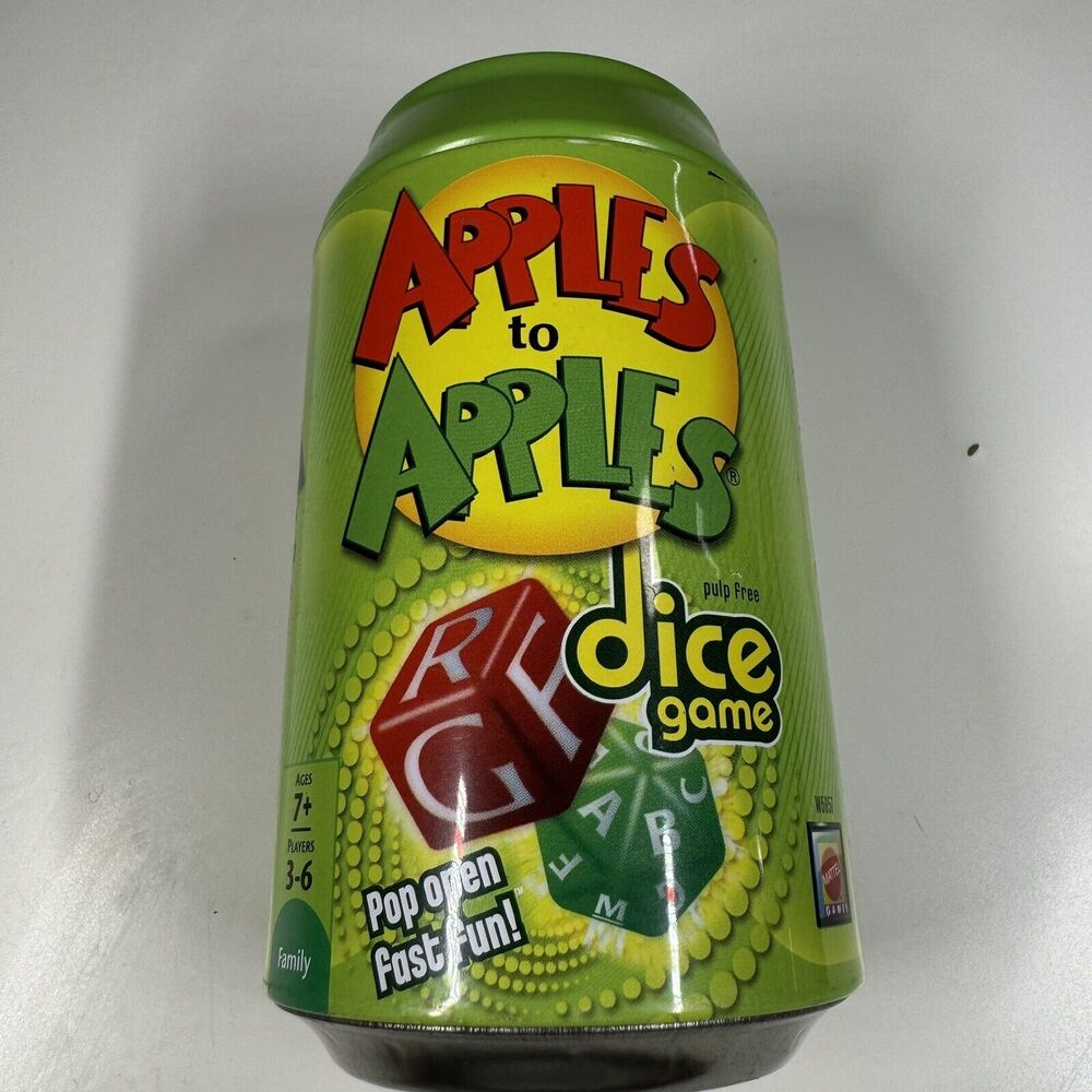 2011 Mattel Apples To Apples Dice Game In A Can Complete Game Travel Ready RARE!